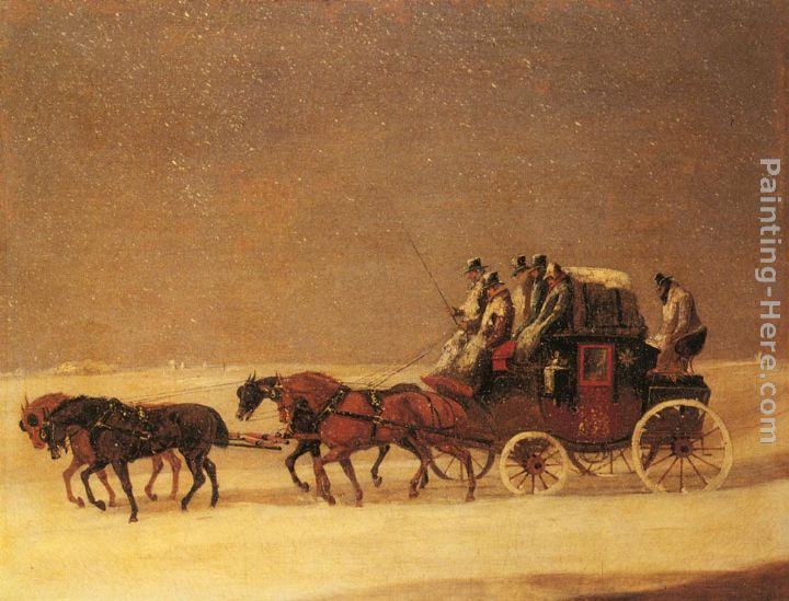 Henry Alken The Derby and London Royal Mail on the Open Road in Winter